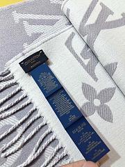 LV Monogram Cashmere Scarf Grey 1154 Size 186x34cm - 2