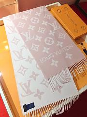 LV Monogram Cashmere Scarf Pink 1154 Size 186x34cm - 6