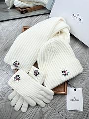 Moncler Wool Beanie Scalf Gloves Set White 1164 - 6