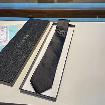 Prada AL9 Logo Silk Necktie Black 1120 Size 7cm