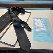 Prada AL9 Logo Silk Necktie Black 1120 Size 7cm - 2