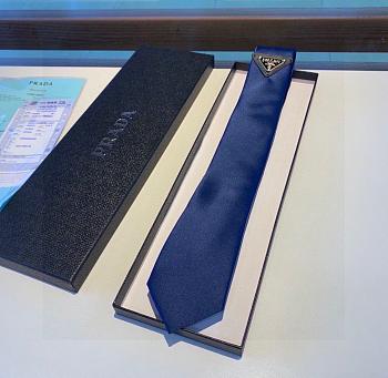 Prada AL9 Logo Silk Necktie Blue 1120 Size 7cm