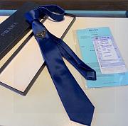 Prada AL9 Logo Silk Necktie Blue 1120 Size 7cm - 6