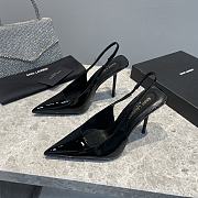 Saint Laurent Slingback Leather Pumps Black 10CM - 1