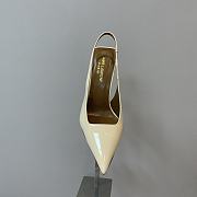 Saint Laurent Slingback Leather Pumps Cream 10CM - 5