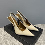Saint Laurent Slingback Leather Pumps Cream 10CM - 3