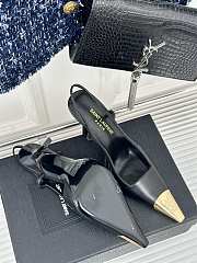 Saint Laurent Slingback Pumps Rough Skin Black 10CM - 4