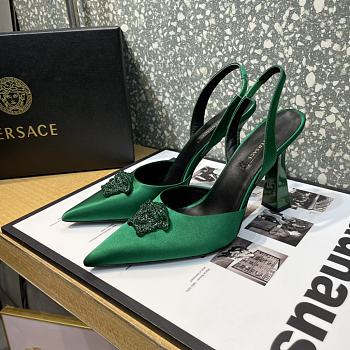 Versace La Medusa 12mm Slingback Pumps Green