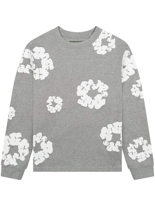 Denim Tears wreath long sleeve T-shirt Grey - 1