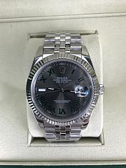 Rolex Datejust Watch Black Silver 41mm - 3
