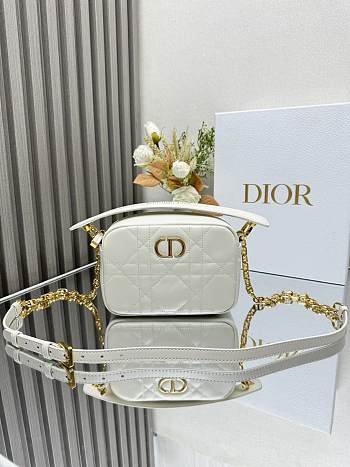 Dior White Caro Camera Bag B930313 size 19x13x4cm
