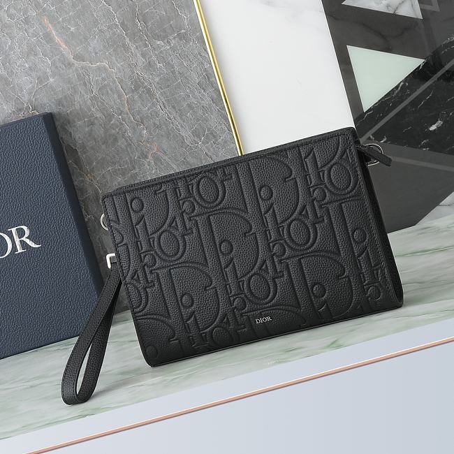 Dior Black Embossed Triangle Clutch B930268 Size 27x19x6cm - 1