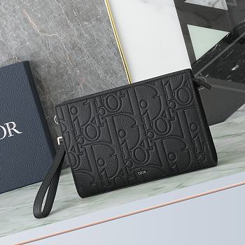 Dior Black Embossed Triangle Clutch B930268 Size 27x19x6cm