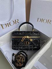 Dior Caro Vanity Black Tweed Makeup Bag Size 16×8×9cm - 6