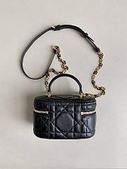 Dior Vanity Black Leather Makeup Bag Size 16×8×9cm - 6