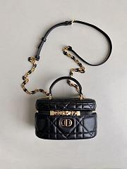 Dior Vanity Black Leather Makeup Bag Size 16×8×9cm - 5