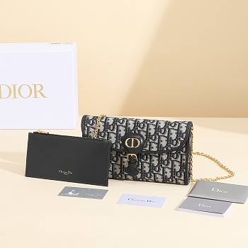 Dior Chain Handbag Blue Oblique B930292 Size 21x12x4cm
