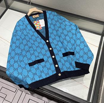 Gucci Cardigan Wool Jacquard Blue