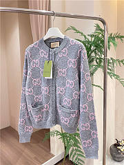 Gucci Cardigan Wool Top Version Grey Pink - 1