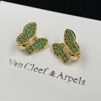 Van Cleef Two Butterfly Earrings Yellow Green