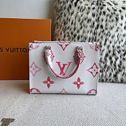 LV On The Go PM Tote Bag Pink White Size 25x19x11cm - 3
