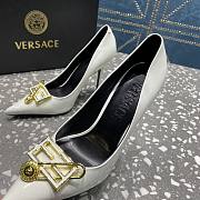 Versace Pointed Toe White Lacquer Leather Pumps - 6