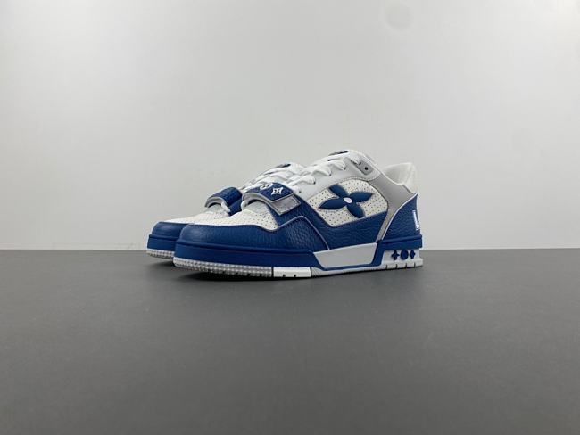 Louis Vuitton LV trainer  Velcro white sapphire blue  - 1