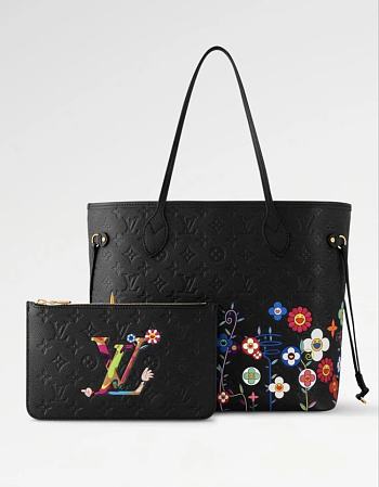 Louis Vuitton LV x TM Neverfull Black MM Superflat 31x28x14cm