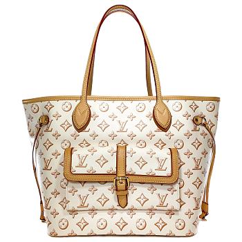 LV Neverfull Buci Box White MM Bag Size 32 x 28 x 14 cm