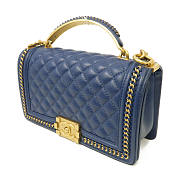 CHANEL Quilted CC GHW Boy 25 2way Chain Shoulder Bag Lambskin Leather Blue size 25x14x7cm - 4