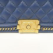 CHANEL Quilted CC GHW Boy 25 2way Chain Shoulder Bag Lambskin Leather Blue size 25x14x7cm - 2