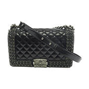 CHANEL CC SHW Boy 25 Chain Shoulder Bag Lambskin Leather Black size 25x16x7cm - 1