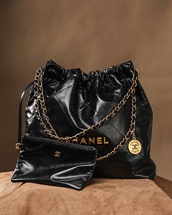 Chanel 22 bag series medium black size: 39 x 42 x 8cm