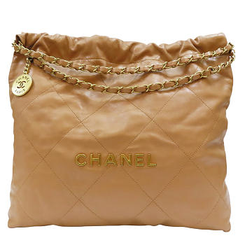 CHANEL Matelasse 22 Shoulder Bag Lambskin Chai  size 35x34x8cm