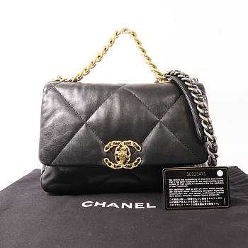 CHANEL CC Chanel 19 Chain Shoulder Bag Lambskin Leather Black size 25cm