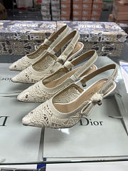 J'Adior Slingback Pump White and Gold-Tone Millefiori Jacquard - 3
