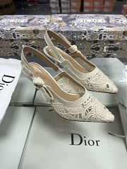 J'Adior Slingback Pump White and Gold-Tone Millefiori Jacquard - 4