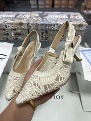 J'Adior Slingback Pump White and Gold-Tone Millefiori Jacquard - 6