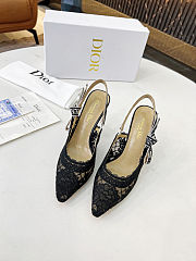 Dior Women J'Adior Slingback Pump Black Transparent Mesh Embroidered with Dior Roses Motif - 6