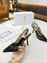 Dior Women J'Adior Slingback Pump Black Transparent Mesh Embroidered with Dior Roses Motif - 4