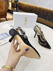 Dior Women J'Adior Slingback Pump Black Transparent Mesh Embroidered with Dior Roses Motif - 3