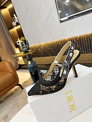 Dior Women J'Adior Slingback Pump Black Transparent Mesh Embroidered with Dior Roses Motif - 2