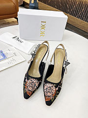 Dior Women J’Adior Slingback Pump Black Multicolor Cotton with Dior Jardin Botanique Embroidery - 2