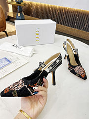 Dior Women J’Adior Slingback Pump Black Multicolor Cotton with Dior Jardin Botanique Embroidery - 3