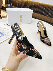 Dior Women J’Adior Slingback Pump Black Multicolor Cotton with Dior Jardin Botanique Embroidery - 4
