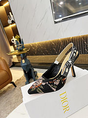 Dior Women J’Adior Slingback Pump Black Multicolor Cotton with Dior Jardin Botanique Embroidery - 5