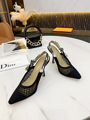 Dior Black Canvas and Mesh Jadior Slingback Pumps - 6