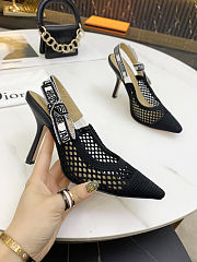 Dior Black Canvas and Mesh Jadior Slingback Pumps - 3