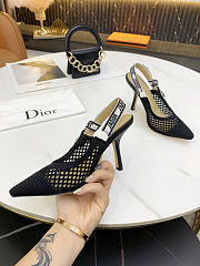 Dior Black Canvas and Mesh Jadior Slingback Pumps - 4