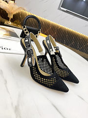 Dior Black Canvas and Mesh Jadior Slingback Pumps - 2
